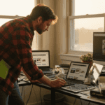 Web designer testing responsive sites across devices
