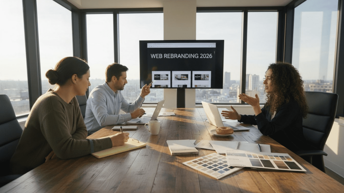 Digital marketing team planning web rebrand