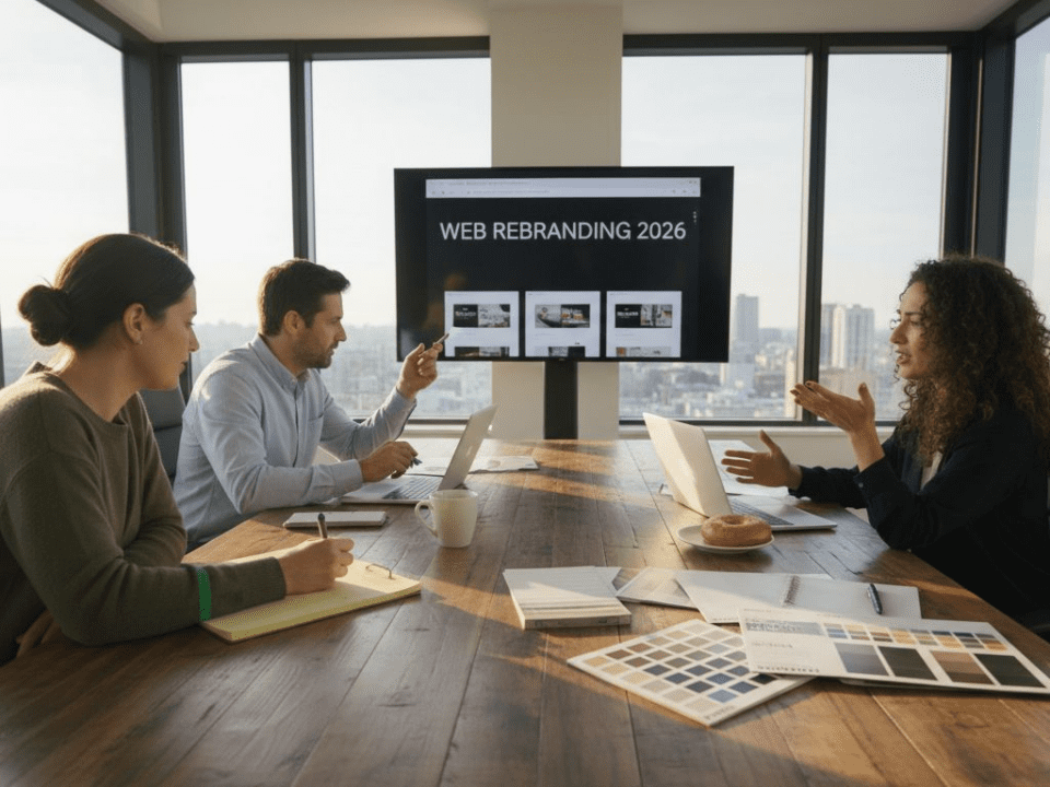 Digital marketing team planning web rebrand