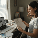 Web designer checks website planning list