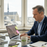 SME owner checking digital leads in Luxembourg