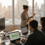 Project manager presenting with web team