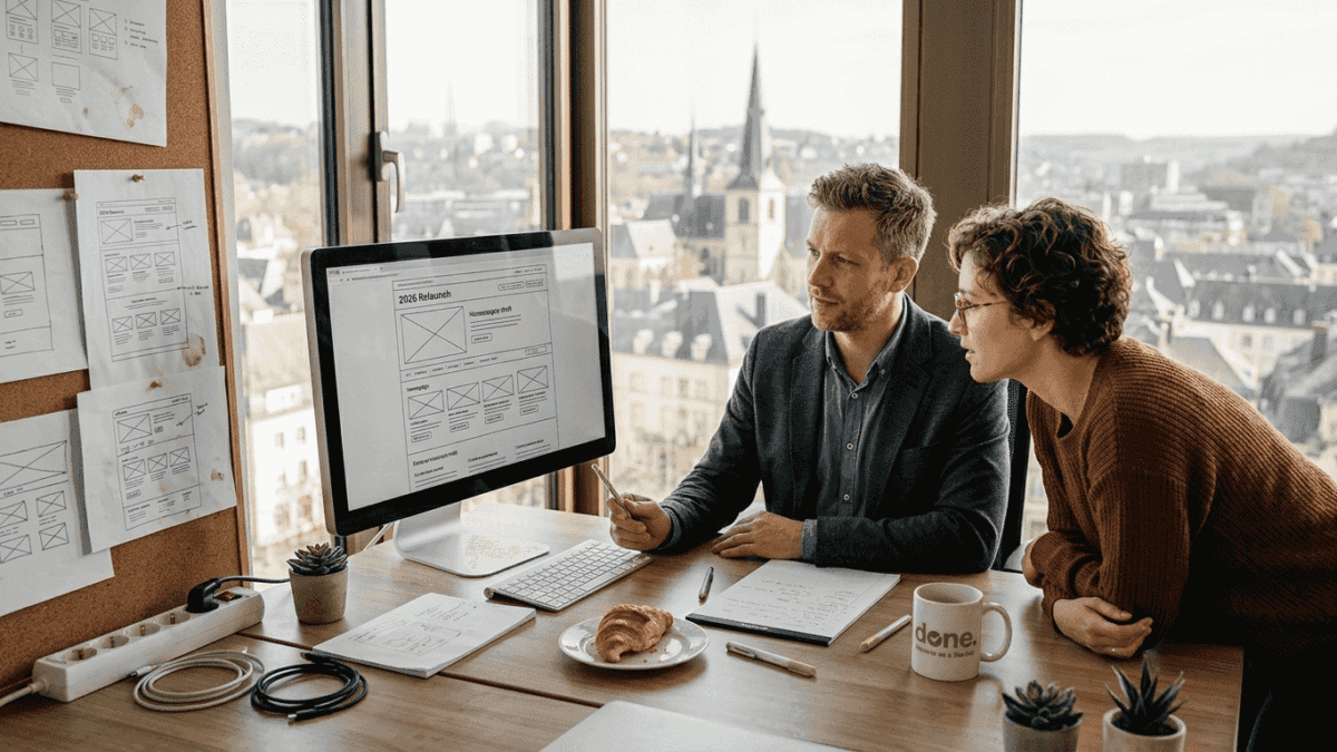 SME owner and designer discuss website redesign