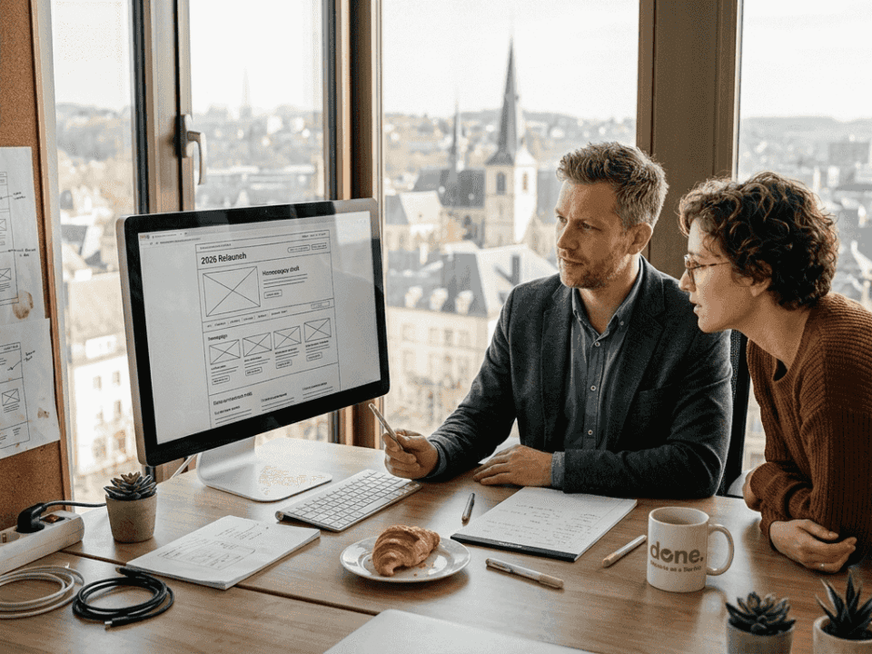 SME owner and designer discuss website redesign