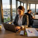 Businesswoman planning SEO in Luxembourg office
