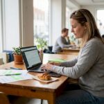 SME owner reviews AI-assisted marketing data