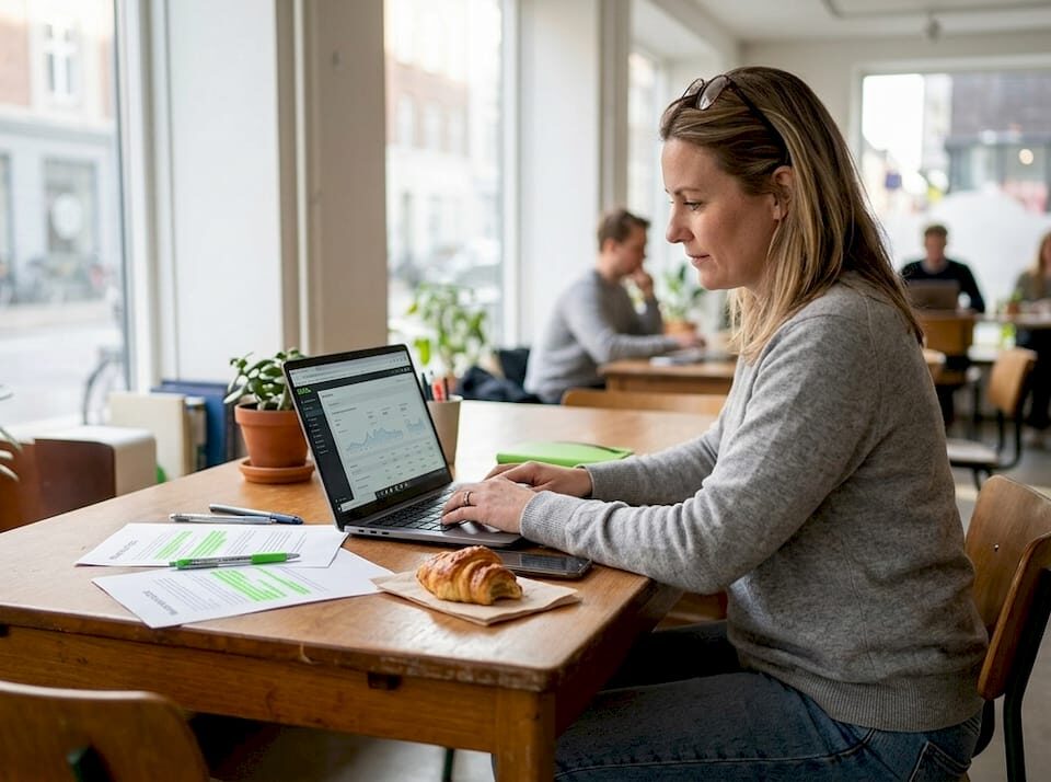 SME owner reviews AI-assisted marketing data