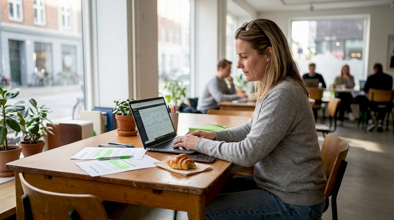 SME owner reviews AI-assisted marketing data