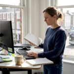 Business owner at desk assessing digital tools