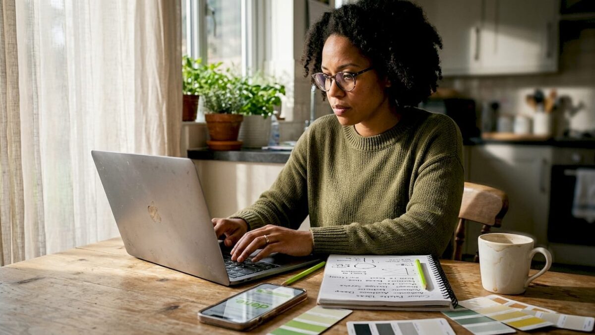 Business owner working on digital branding plans