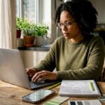 Business owner working on digital branding plans