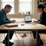 SMB owner and AI consultant meeting in bright office