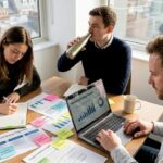 Startup team planning digital marketing strategy