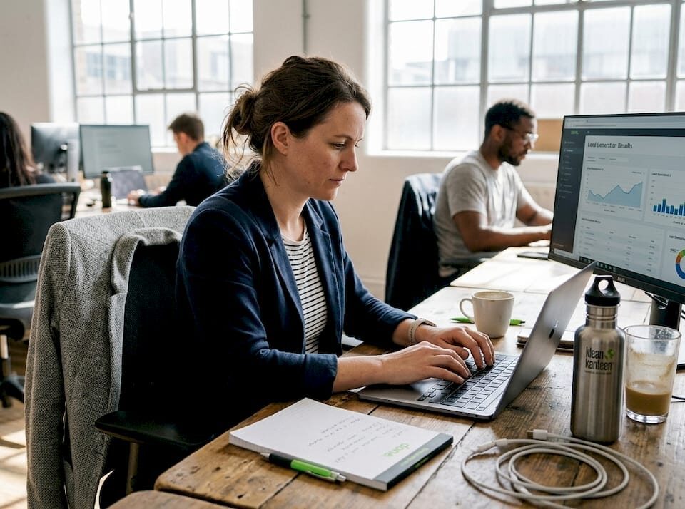 Business owner tracking lead generation results