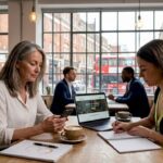 SME owner discussing branding at workspace