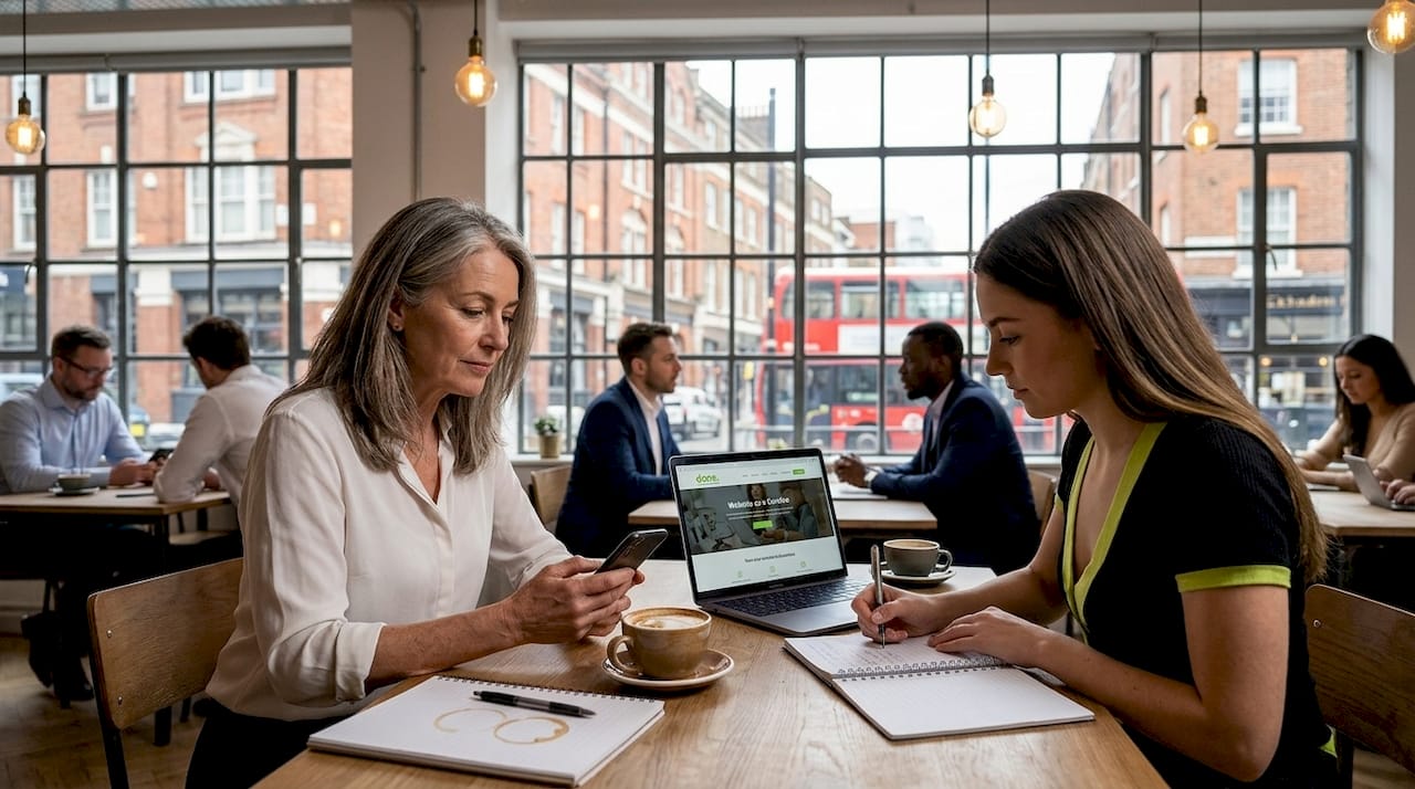 SME owner discussing branding at workspace