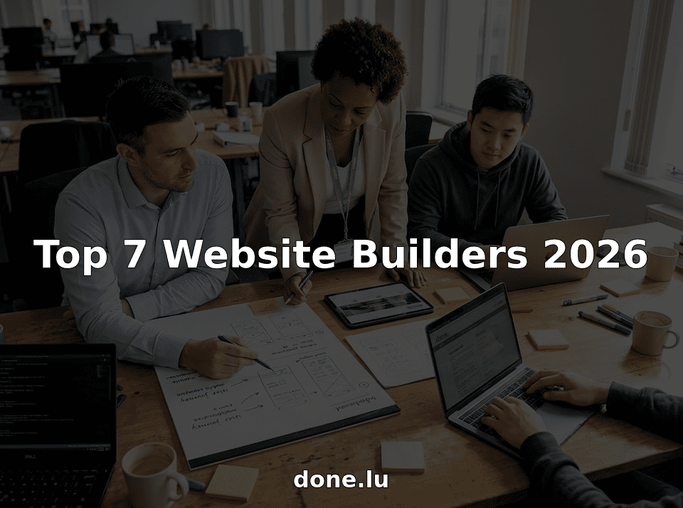 Team planning website redesign at large office table