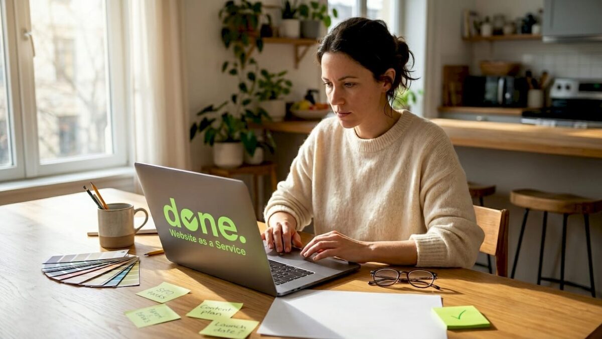 Business owner working on website branding