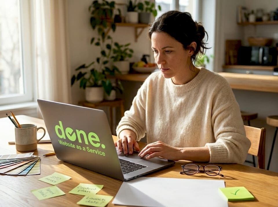 Business owner working on website branding