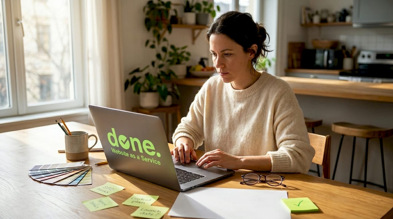 Business owner working on website branding