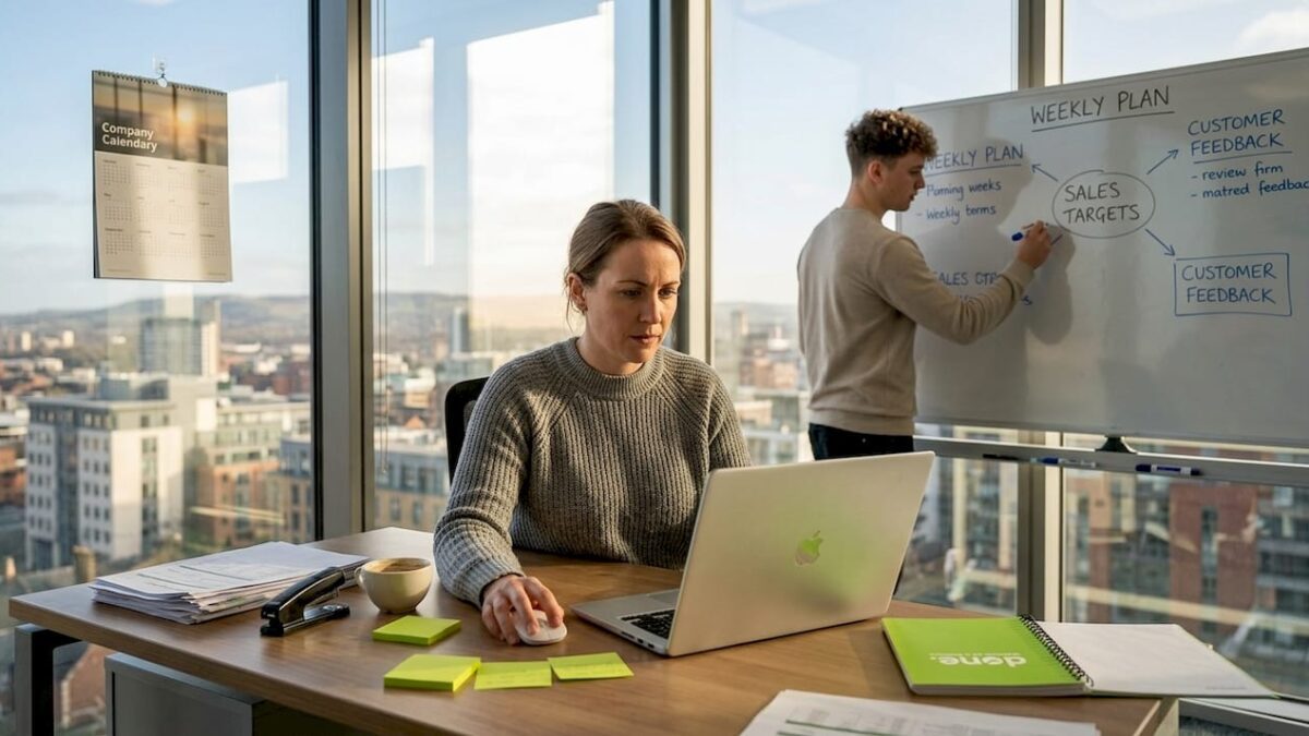 Small business team using AI tools at work