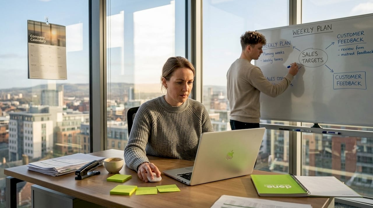 Small business team using AI tools at work