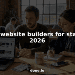 Startup founders reviewing website builder options