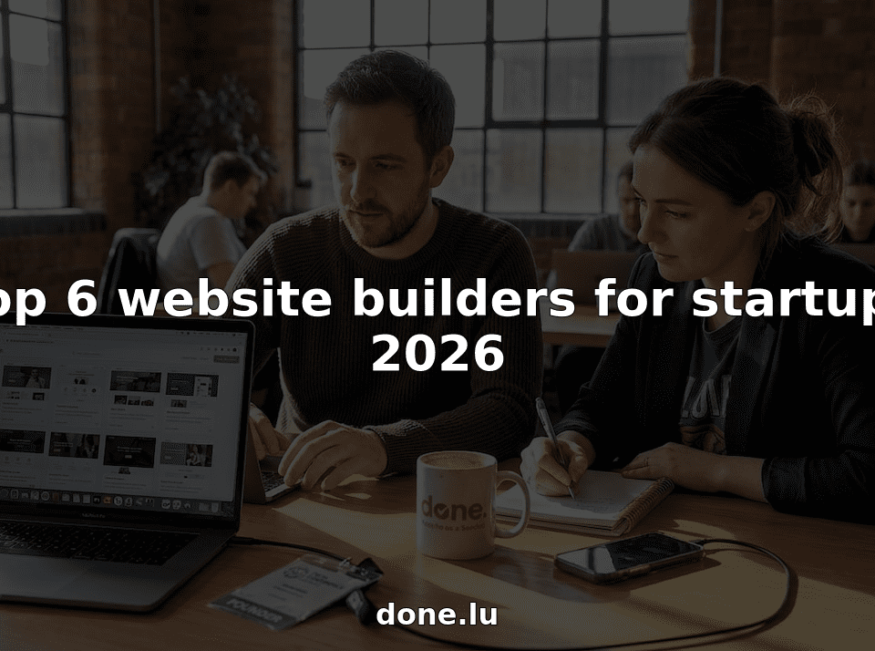 Startup founders reviewing website builder options