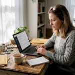 SMB owner updating ecommerce site at home