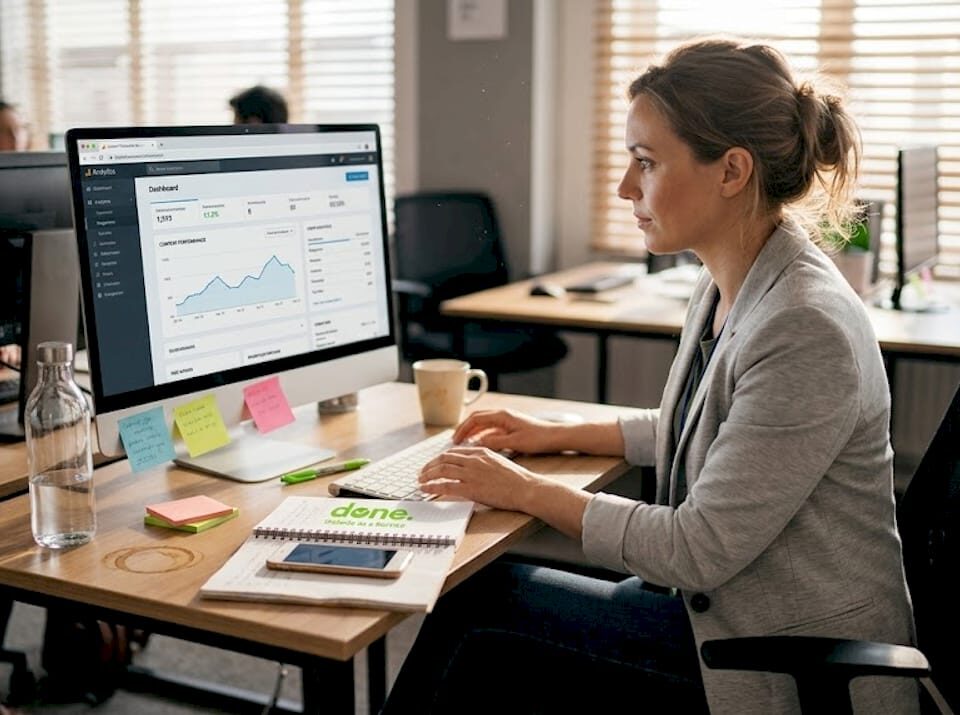 Professional analyzing web content performance