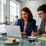 Small business team reviewing AI analytics