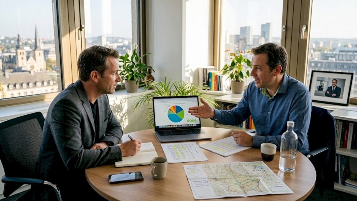 Consultant and SMB owner meeting in Luxembourg office