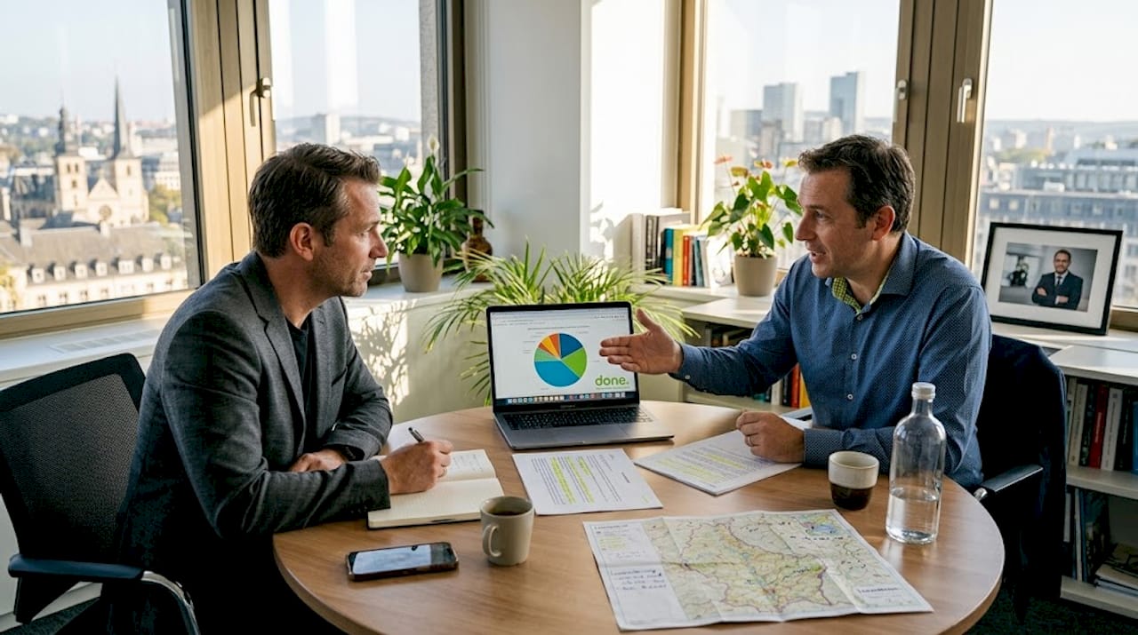 Consultant and SMB owner meeting in Luxembourg office