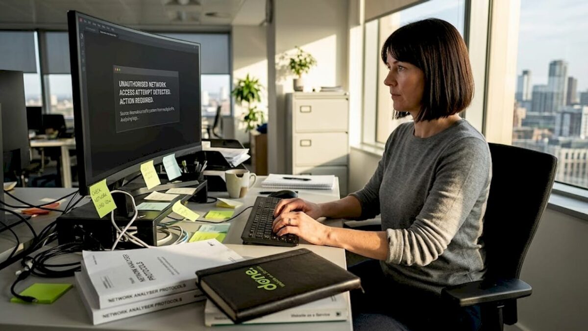 IT manager reviewing urgent security update