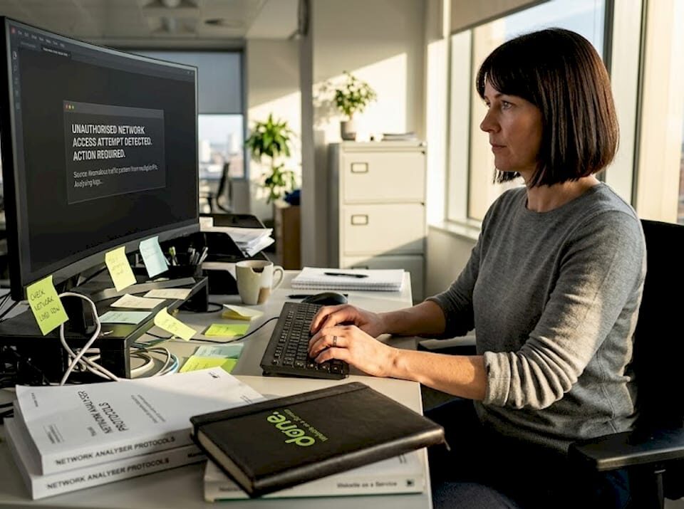 IT manager reviewing urgent security update