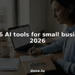 Small business owner using laptop with ai tools