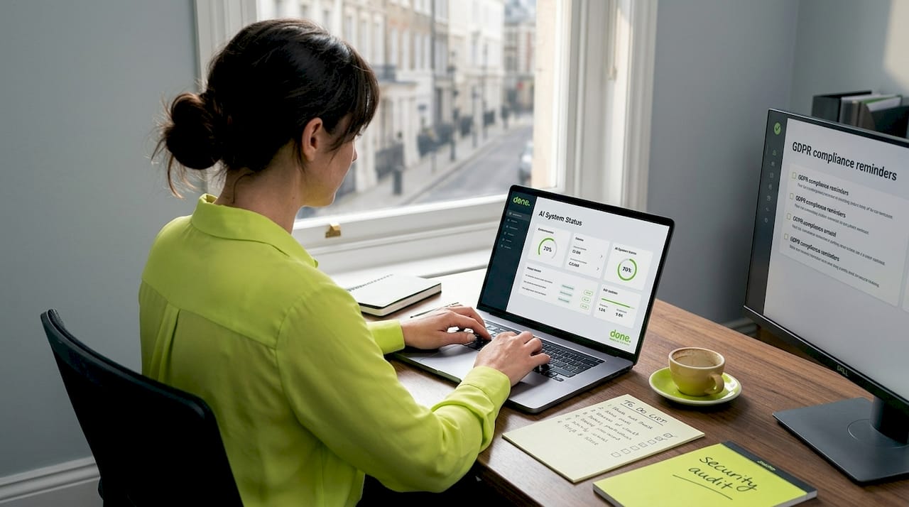 Business owner working on AI security tasks