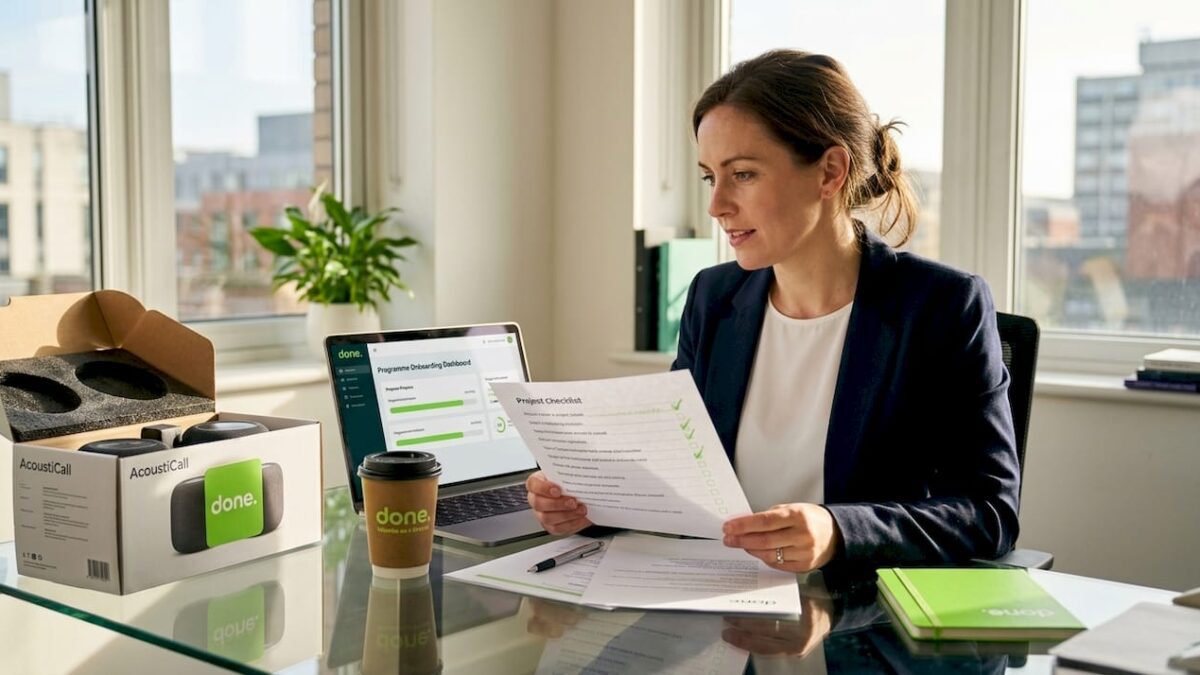 Business owner reviews AI onboarding checklist
