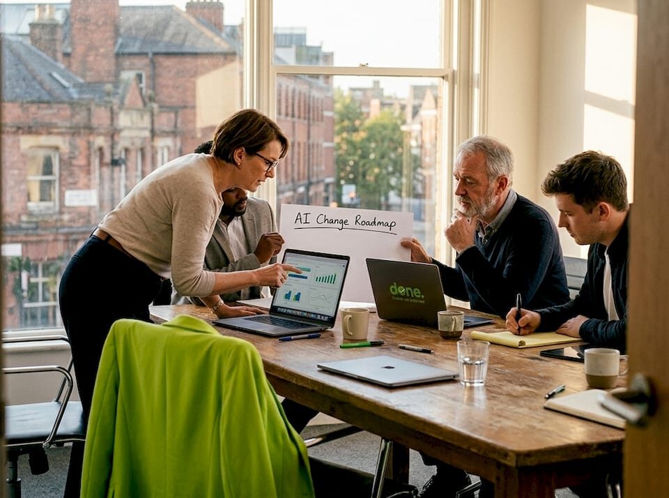SME team discussing AI adoption steps