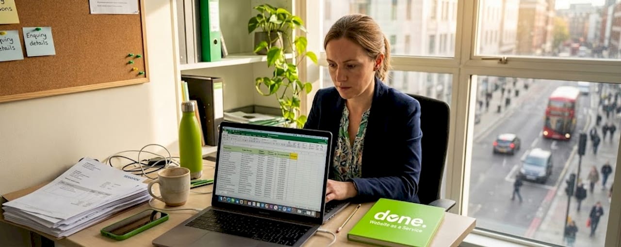 SME owner working on AI-enabled laptop