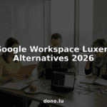 Team evaluating workspace software alternatives in office