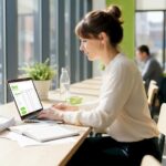 Small business owner working with analytics