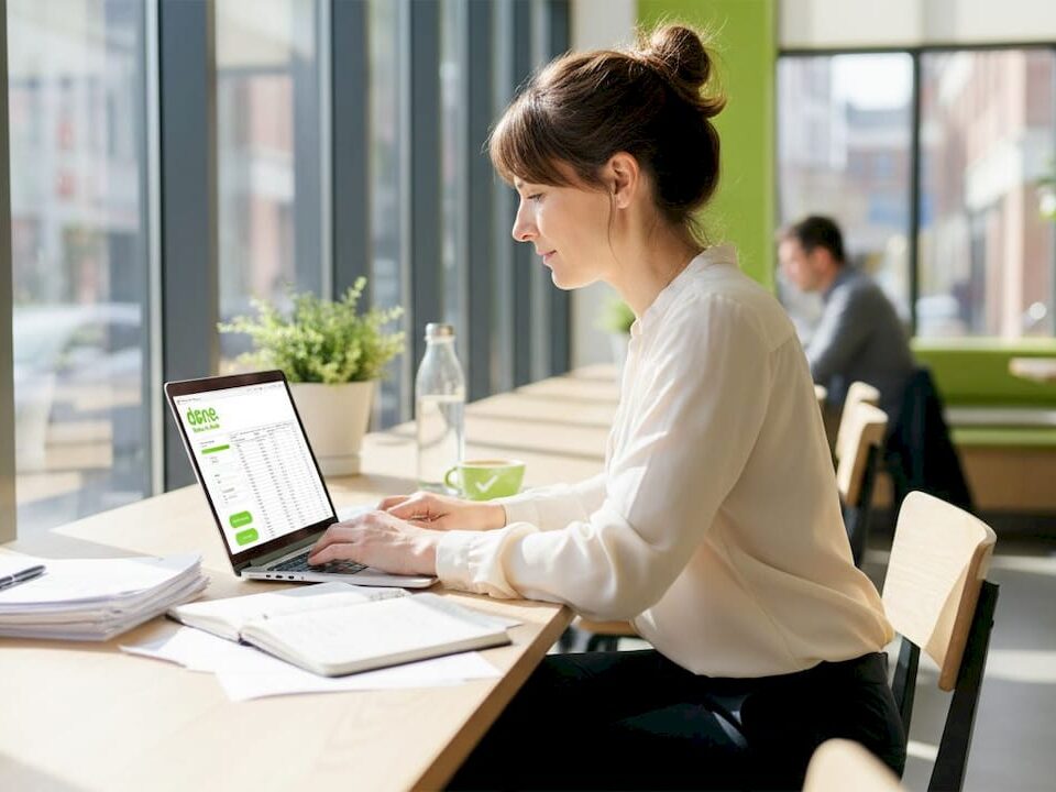 Small business owner working with analytics