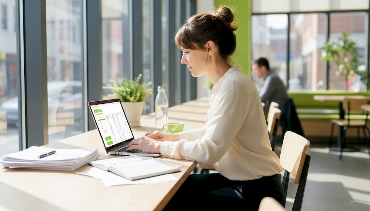 Small business owner working with analytics