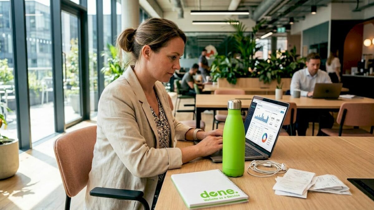 Business owner working on AI deployment at desk