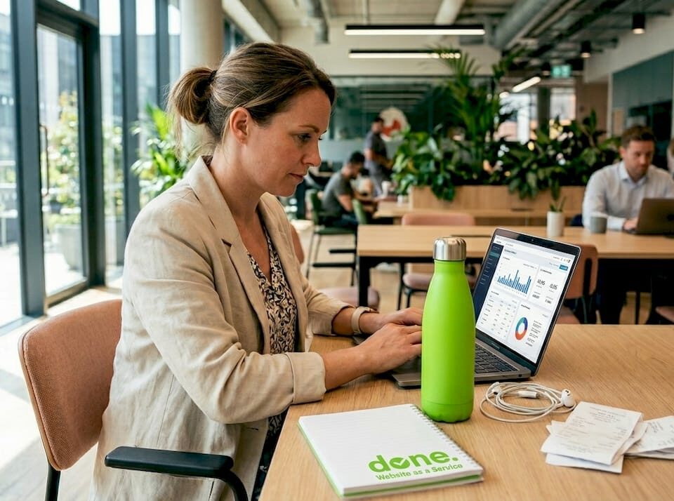 Business owner working on AI deployment at desk
