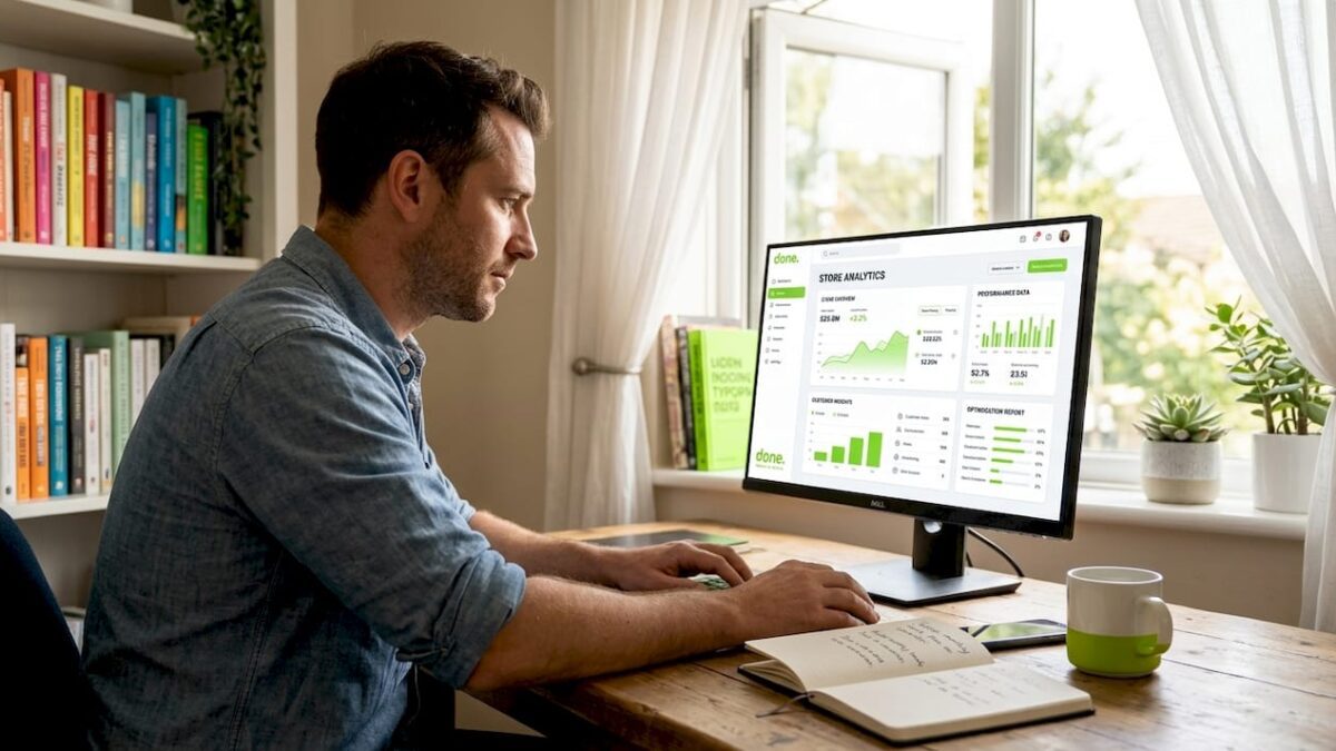 Small business owner managing online store dashboard