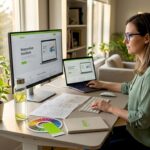 Web designer working on responsive website layouts