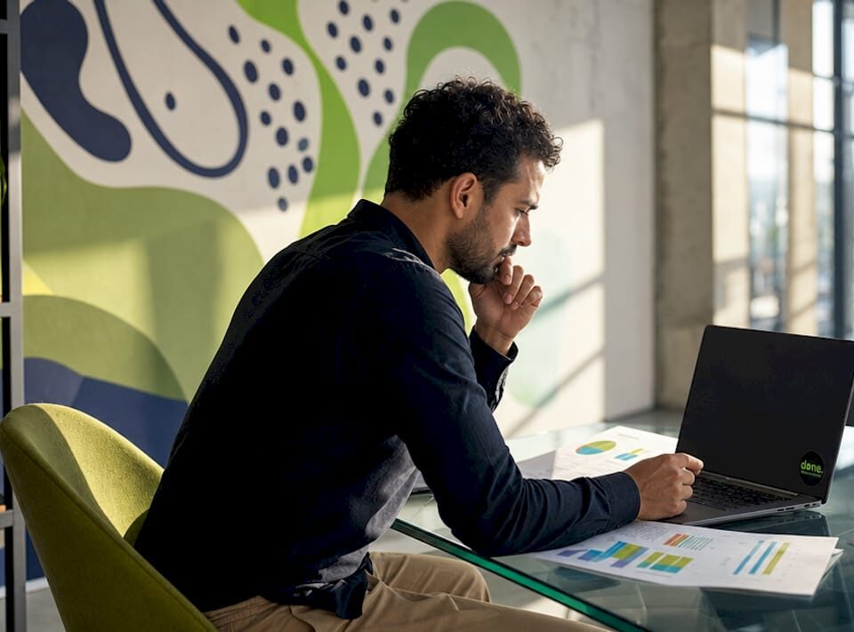 Digital marketing manager reviewing website speed analytics