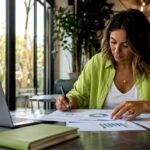 Person analyzing printed website performance reports